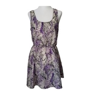 Reformed purple black floral animal print mini dress sz medium